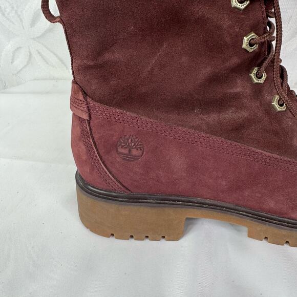 Timberland Women's Jayne Fleece-Lined Boots Burgundy Nubuck Size 8 - Picture 2 of 9
